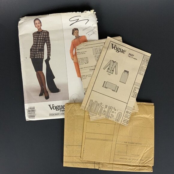 Vogue 2537 Genny Jacket Skirt Shawl 6 8 10 Sewing Pattern 1990 UNCUT - Picture 3 of 3